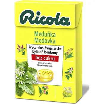 Čokoláda Ricola bylinné bonbóny bez cukru Meduňka 40g cena za kartonové balení (Kartonové balení : 20 ks)