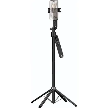 Selfie tyč Selfie tyč Selfie tyč Hoco Tripod s dálkovým ovládáním 360 stupňů s automatickým sledováním obličeje K32 Black