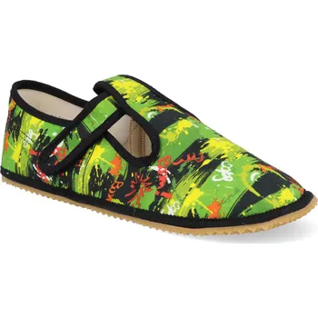 Dívčí obuv Barefoot dětské přezůvky Beda - Širší typ Zelené graffiti Velikost: 32