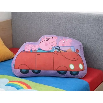 Dekorativní polštářek Jerry Fabrics Dětský polštářek PEPPA PIG v autě tvarovaný fialový