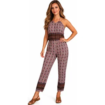 Dámské šaty NOVINKA - Dlouhý letní overal - vzorovaný červený