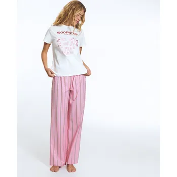 Reserved - Dvoudílná bavlněná pyžamová souprava - růžová - 010HQ-30X - 010HQ-30X-XS