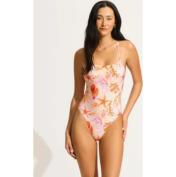 Dámské plavky Plavky Seafolly Weiß/ Orange/ Rosa 5262059 L