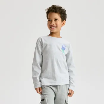 Chlapecké tričko Reserved - Bavlněné tričko s dlouhými rukávy - světle šedá - 055II-09M - 055II-09M-164