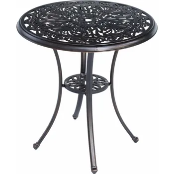 Zahradní nábytek Hliníkový stůl DANBURY antická hnědá 68x70 cm, kulatý