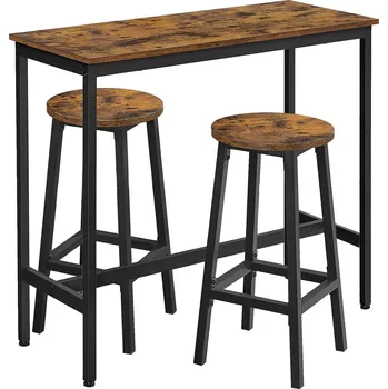 Barová židle VASAGLE Set barový stůl a dvě stoličky hnědá