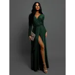 Smaragdové dlouhé večerní šaty JOELLIAN s dlouhým rukávem Velikost: ONESIZE