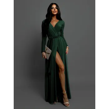 Dámské šaty Smaragdové dlouhé večerní šaty JOELLIAN s dlouhým rukávem Velikost: ONESIZE