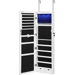 SONGMICS Šperkovnice se zrcadlem k zavěšení na dveře bílá 37 x 120 cm