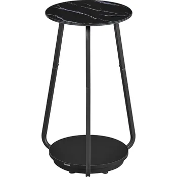 Konzolový stolek VASAGLE Odkládací stolek se skleněnou deskou kulatý černý mramor