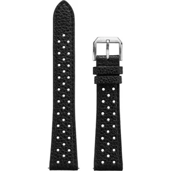 Řemínek na hodinky Černý kožený Racing řemínek Nivada Grenchen - 20 mm + 5 let záruka a dárek ZDARMA