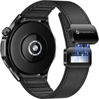 Náhradní díl pro mobilní telefon Kryt řemínku Forcell F-Design Fs20 Magnetic Eco Leather Strap Samsung Galaxy Watch 20 mm Black