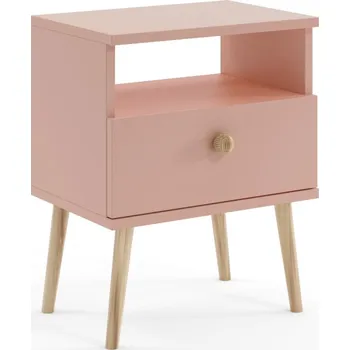 Noční stolek Noční stolek MALIBO 44 cm se zásuvkou, přírodní růžová matná