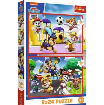 Puzzle 34434 TREFL PUZZLE 2x24 dílků Tlapková patrola, Psí den plný zábavy
