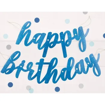 Banner Happy Birthday modrý 83cm