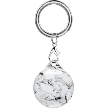 Vzorovaný obal s karabinou pro AirTag - bílý mramor