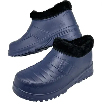 Pánské pantofle Desun Pánské modré vyšší gumové nazouváky s kožíškem Barva: Modrá, Velikost: 40