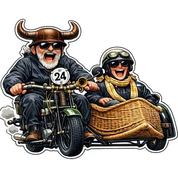 Žertovný předmět Motorkáři - A6 ( 10x8 cm) / samolepka karikatura
