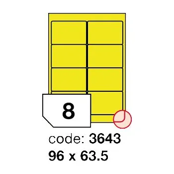 Samolepící etiketa Samolepící etikety Rayfilm Office 96x63,5 mm 100 archů, matně žlutá, R0121.3643A