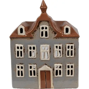 Svícen Modrý keramický domeček na čajovou svíčku Houthem XI – 16x9x20 cm