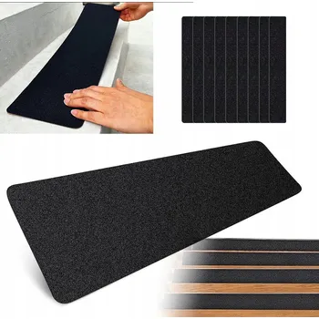 Nášlap na schod 10X NÁŠLAPY NA SCHODY STUPNĚ KOBEREČKY ČERNÉ SAMOLEPICÍ PROTISKLUZOVÉ