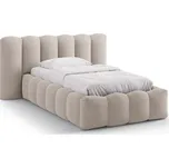 Světle hnědá čalouněná jednolůžková postel s úložným prostorem s roštem 90x200 cm Lupine – Micadoni ID_1831954