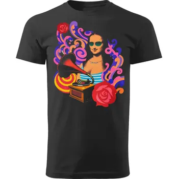 Pánské tričko Grooters Vtipné tričko - Vinylová Mona Lisa Velikost: XL