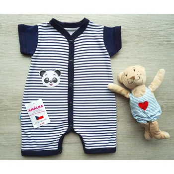 AMÁLKA Letní pruhovaný overal, Panda Velikost: 80-86