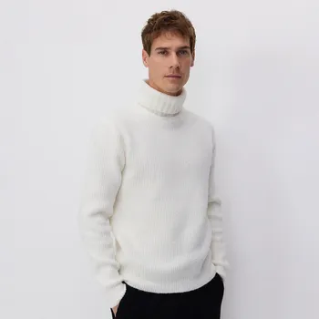 Pánský svetr Reserved - Svetr s příměsí vlny - krémová - 381BW-01X - 381BW-01X-S-2