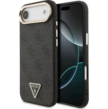 Náhradní kryt pro mobilní telefon Guess PU Leather 4G Triangle Logo Gold Frame MagSafe zadní kryt pro iPhone 17 Air Black