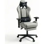 JAKS Herní židle šedá látka EvoChair + masážní polštář zdarma