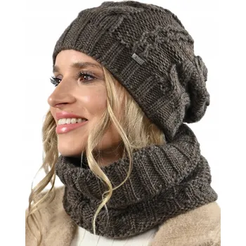 Čepice Fashionweek Dámský set čepice a šála cashmere touch AL-A10 Barva: Mocca, Velikost: Universal