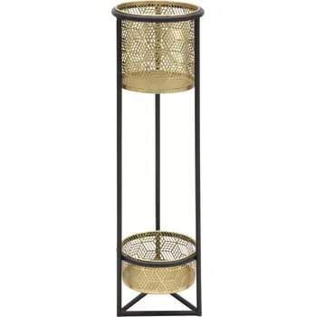 Stojan na květiny Dvouúrovňový květinový stojan Doppio černo-zlatý