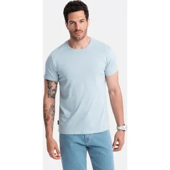Pánské tričko Ombre Clothing Bavlněné pánské tričko světle modré v19 OM-TSBS-0146