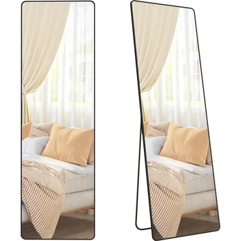 SONGMICS Stojací zrcadlo hliníkový rám 160 x 50 cm černá