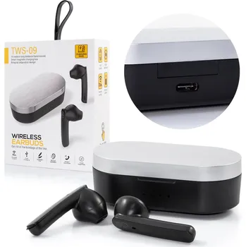 Sluchátka SINTECH© Premium Bezdrátová sluchátka TWS 09 TOUCH Wireless Headset, černá