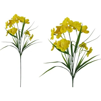 umělá květina Umělé květiny, plast zápich 430mm narcis, žlutá