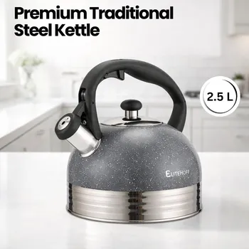 Varná konvice Elitehoff tradiční ocelová Konvice 2,5 l černá, šedá