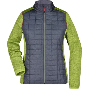 pracovní bunda James & Nicholson Bunda JN 741, pletená, hybridní, dámská COT020741s6401-pink melang S Melír růžová/melír antracitová