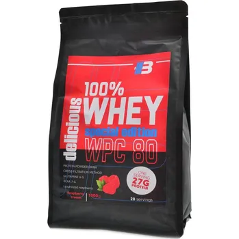 Protein Body nutrition s.r.o. Excelent Delicious 100% whey protein 80 1000g - malina s kousky lyofilizovaných malin
