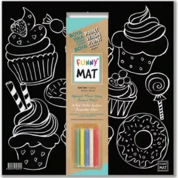 Obraz Černá voděodolná podložka na vybarvování Strigo Funny Mat Cookies + křída