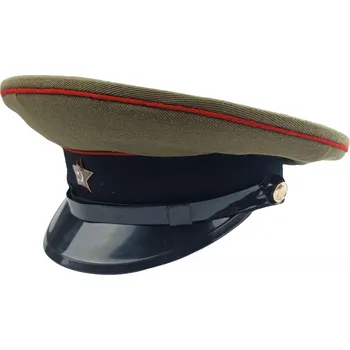 Klobouk ARMÁDNÍ ORIGINÁL RUSKO Brigadýrka Rusko zelená černý lem PVC podbradník Velikost: 56