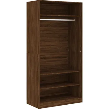 Šatní skříň Skříň hnědý dub 100 x 50 x 200 cm se 3 přihrádkami a tyčí na ramínka