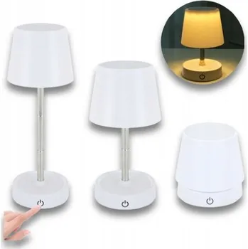 Lampička PŘENOSNÁ SKLÁDACÍ STOLNÍ LAMPA BÍLÁ 1W LED DOTYKOVÁ NEUTRÁLNÍ BÍLÁ