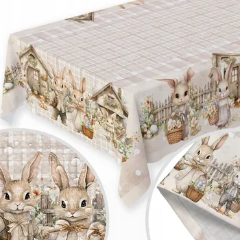 Prostěradlo VÁNOČNÍ UBRUS ODOLNÝ SKVRNÁM 140x200 HLADKÝ MATNÝ SILNÝ VZOR ZAJÍC 387