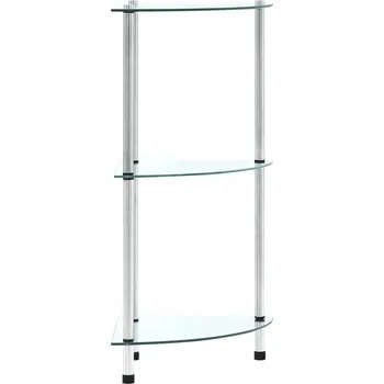 police Skleněná police se 3 úrovněmi, tvrzené Sklo, Nerezová Ocel, 30x30x67 cm