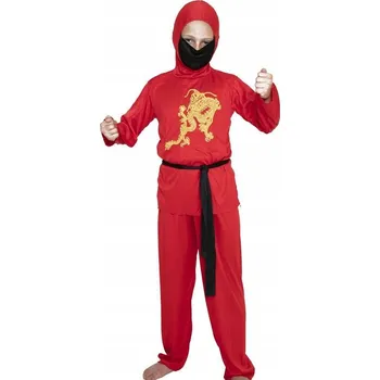 Karnevalový kostým Kostým Červený Ninja kostým na karneval - 130/140 Cm