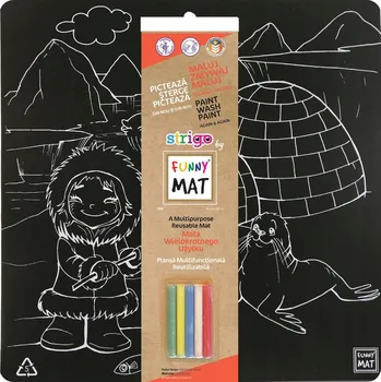 Obraz Černá voděodolná podložka na malování Strigo Funny Mat Biegun + křída