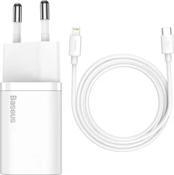 Telefonní příslušenství Síťová nabíječka pro mobilní telefony a tablety Baseus Super Si Network Charger PD20W + Lightning Cable white