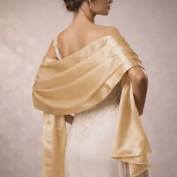 Šála saténový šál přes ramena - přehoz přes společenské šaty - výběr barev Barva: Champagne